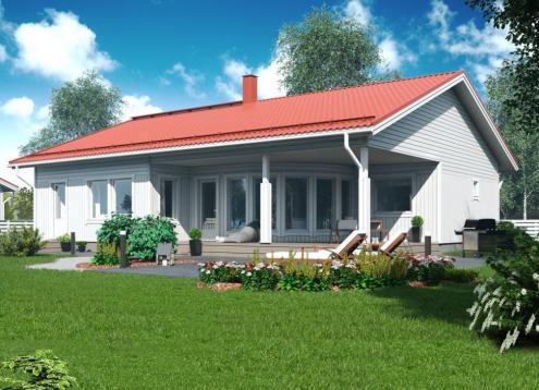 № 1056 Купить Проект дома Валокари 115-134. Закажите готовый проект № 1056 в Калуге, цена 41400 руб.